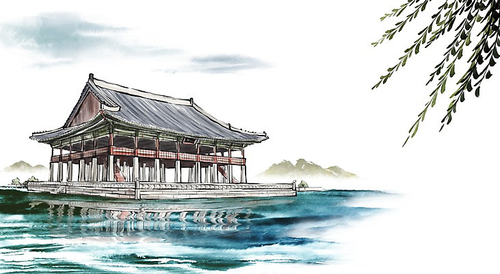 PSD 건축 문화 여행 캘리배경 백그라운드 일러스트 캘리그라피 유적지 서울 한국 수묵화 사람없음 관광지 궁전 도시 동양화 경복궁 경회루 국내여행 국내일러스트 아시아 고건축 미술 파일형식