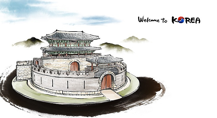 PSD 건축 문화 여행 캘리배경 백그라운드 일러스트 캘리그라피 유적지 한국 수묵화 사람없음 관광지 도시 동양화 국내여행 수원 화성시 국내일러스트 아시아 고건축 미술 경기도 파일형식