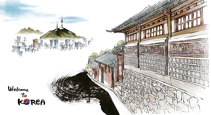 PSD 건축 문화 여행 캘리배경 백그라운드 일러스트 캘리그라피 유적지 서울 한국 수묵화 사람없음 관광지 도시 동양화 한옥마을 남산 국내여행 북촌 국내일러스트 아시아 고건축 한옥 미술 마을 랜드마크 파일형식