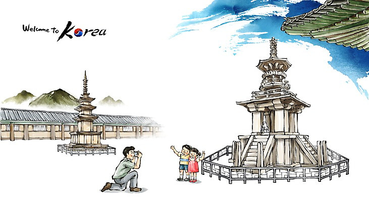 주간 PSD 여자 남자 건축 문화 어린이 여행 캘리배경 백그라운드 일러스트 캘리그라피 가족 유적지 한국 수묵화 사람 동양인 성인 야외 세명 관광지 한국인 경주 도시 동양화 국내여행 다보탑 석가탑 국내일러스트 자연요소 아시아 고건축 관계 미술 인종 석탑 경상북도 불국사 파일형식