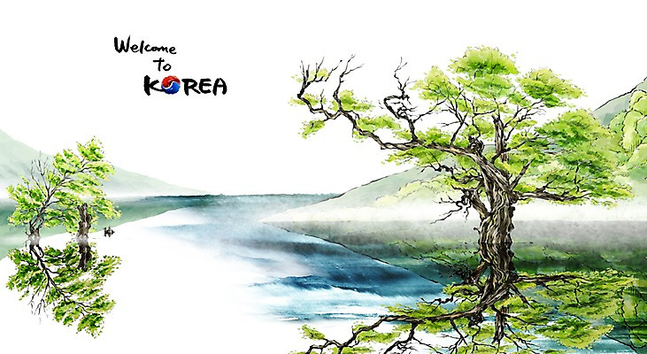 PSD 문화 여행 캘리배경 백그라운드 일러스트 캘리그라피 유적지 한국 수묵화 사람없음 관광지 강 동양화 고목 국내여행 주산지 주왕산 청송 국내일러스트 나무 아시아 호수 고건축 미술 경상북도 파일형식