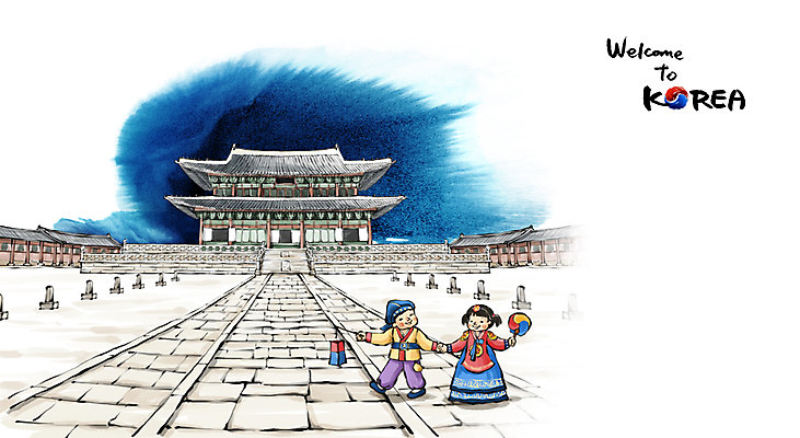 PSD 여자 남자 건축 문화 어린이 여행 캘리배경 백그라운드 일러스트 캘리그라피 유적지 수묵화 사람 두명 관광지 부채 한복 동양화 청사초롱 경복궁 국내여행 근정전 어린이만 국내일러스트 한국전통 고건축 한국 미술 궁전 전통의상 초롱 파일형식