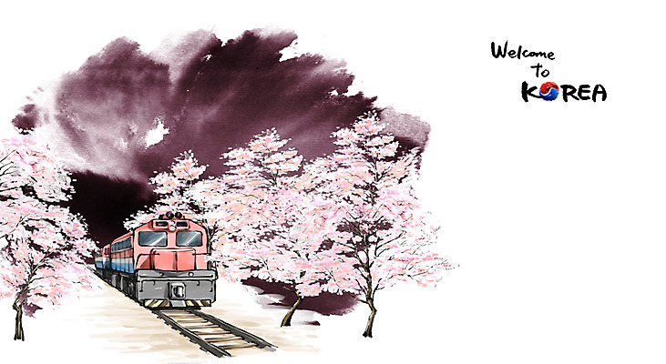 PSD 계절 문화 여행 캘리배경 백그라운드 일러스트 캘리그라피 유적지 한국 수묵화 사람없음 관광지 봄 기차 벚꽃 동양화 국내여행 진해 봄배경 국내일러스트 꽃 아시아 육상교통 고건축 대중교통 미술 경상남도 파일형식