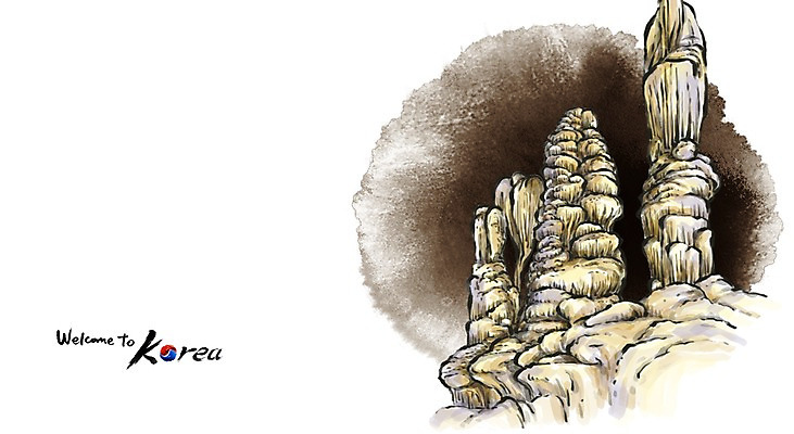 PSD 문화 여행 캘리배경 백그라운드 일러스트 캘리그라피 유적지 한국 수묵화 사람없음 관광지 동굴 동양화 강원도 국내여행 정선 국내일러스트 아시아 고건축 미술 파일형식