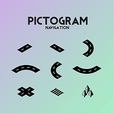 나무 아이콘 도로 사람없음 세트 픽토그램 횡단보도 약도 네비게이션 2D아이콘 AI파일 식물 길 지도 교통시설 보행로 파일형식 벡터