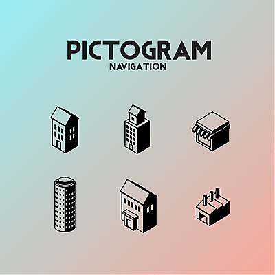 아이콘 공장 사람없음 건물 세트 픽토그램 상점 약도 네비게이션 2D아이콘 AI파일 건축물 지도 공업 파일형식 벡터