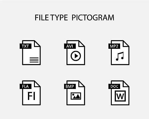 아이콘 음악 텍스트 종류 사람없음 세트 픽토그램 손전등 문서 파일 영상 비트맵 파일타입 2D아이콘 AI파일 문화예술 조명 파일형식 벡터