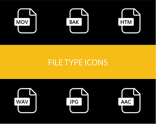 아이콘 인터넷 종류 사람없음 세트 픽토그램 파일 오디오 동영상 백업 파일타입 2D아이콘 AI파일 전자제품 파일형식 벡터
