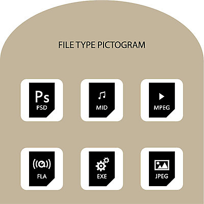 아이콘 음악 종류 사람없음 세트 픽토그램 소리 파일 재생 영상 실행 파일타입 2D아이콘 AI파일 문화예술 파일형식 벡터