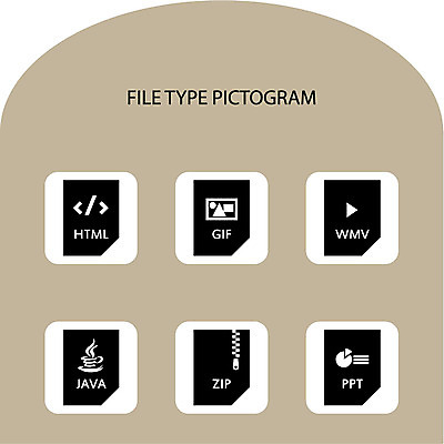 아이콘 인터넷 종류 사람없음 세트 픽토그램 PPT 파일 재생 동영상 압축 파일타입 2D아이콘 AI파일 파일형식 벡터