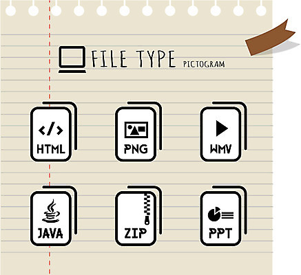 아이콘 인터넷 종류 사람없음 세트 픽토그램 메모지 PPT 포스트잇 파일 재생 동영상 압축 파일타입 2D아이콘 AI파일 사무용품 파일형식 벡터
