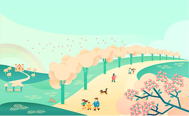 주간 나무 구름 계절 여자 남자 꽃 길 어린이 백그라운드 무지개 벤치 일러스트 가족 주택 따뜻함 사람 풍경 여러명 성인 야외 소풍 봄 벚꽃 개 언덕 벚꽃축제 봄배경 국내일러스트 AI파일 자연요소 식물 다수 의자 포유류 관계 건물 야외활동 축제 꽃축제 파일형식 벡터