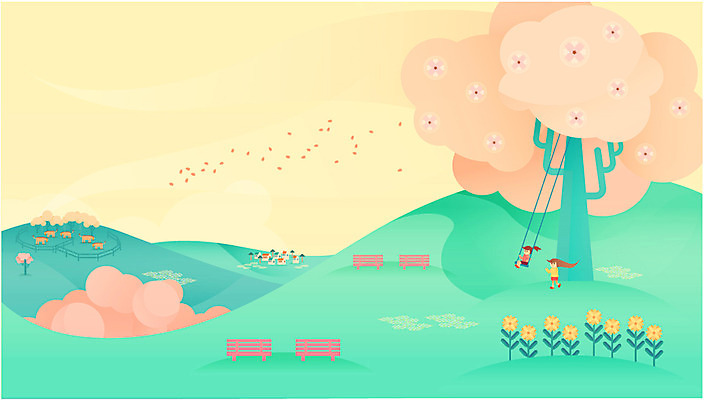 주간 구름 계절 여자 꽃 어린이 백그라운드 벤치 일러스트 산 따뜻함 사람 풍경 야외 두명 마을 봄 목장 벚꽃 벚나무 언덕 그네 여자만 어린이만 소녀만 봄배경 국내일러스트 AI파일 자연요소 나무 식물 의자 파일형식 벡터
