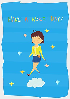 전신 PSD 구름 여자 행복 일러스트 한명 사람 성인 반짝임 세계 걷기 여자만 여자한명만 성인여자만 성인만 국내일러스트 자연요소 1 감정 모션 파일형식