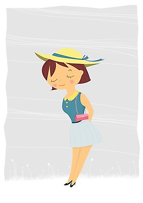 전신 PSD 모자 여자 행복 가방 일러스트 한명 서기 사람 성인 세계 눈감음 여자만 여자한명만 성인여자만 성인만 국내일러스트 1 잡화 감정 모션 파일형식