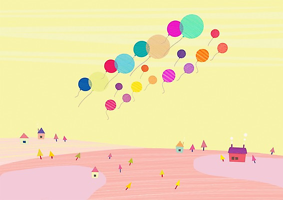 주간 PSD 나무 행복 일러스트 주택 사람없음 야외 세계 마을 풍선 국내일러스트 자연요소 식물 감정 건물 파일형식