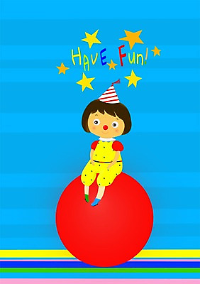 PSD 여자 행복 어린이 일러스트 공 한명 사람 세계 피에로 여자만 여자한명만 어린이만 소녀만 소녀한명만 국내일러스트 1 감정 파일형식