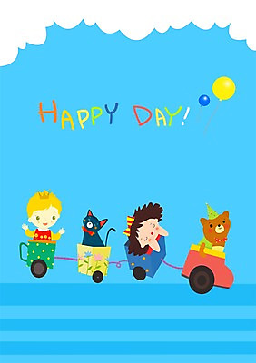 PSD 동물 여자 남자 행복 어린이 일러스트 사람 두명 반려동물 세계 장난감 고양이 기차 풍선 기차놀이 어린이만 국내일러스트 감정 육상교통 포유류 놀이 대중교통 파일형식