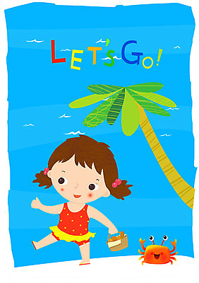 주간 PSD 나무 식물 여자 수영복 어린이 일러스트 한명 사람 야외 야자수 바구니 꽃게 여자만 여자한명만 어린이만 소녀만 소녀한명만 국내일러스트 자연요소 1 옷 게 파일형식