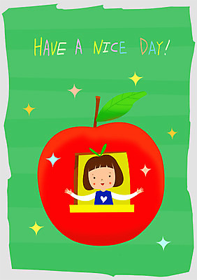 PSD 여자 행복 어린이 과일 일러스트 창문 한명 사람 세계 사과 여자만 여자한명만 어린이만 소녀만 소녀한명만 국내일러스트 1 감정 파일형식