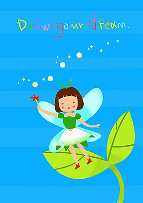 PSD 식물 여자 행복 어린이 날개 일러스트 요정 한명 사람 세계 새싹 여자만 여자한명만 어린이만 소녀만 소녀한명만 국내일러스트 1 감정 파일형식