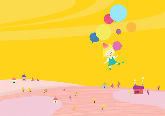 주간 PSD 여자 일러스트 주택 한명 사람 야외 마을 비행 피에로 풍선 여자만 여자한명만 국내일러스트 자연요소 1 건물 파일형식