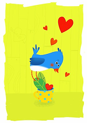 PSD 식물 한마리 화분 일러스트 조류 사람없음 하트 국내일러스트 모양 동물 1 파일형식