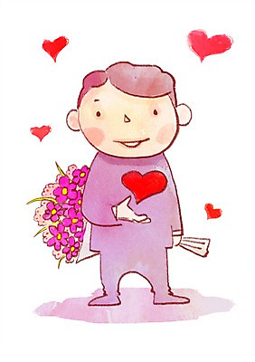 PSD 식물 남자 꽃 행복 어린이 꽃다발 일러스트 사랑 한명 사람 하트 남자만 남자한명만 어린이만 소년만 소년한명만 국내일러스트 모양 1 감정 파일형식