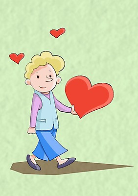 전신 PSD 서양인 외국인 남자 행복 어린이 일러스트 사랑 한명 사람 걷기 하트 남자만 남자한명만 어린이만 소년만 소년한명만 국내일러스트 모양 1 감정 모션 인종 파일형식