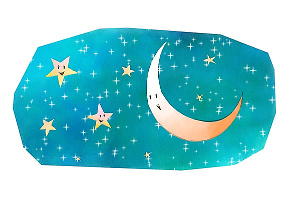 PSD 별 일러스트 밤하늘 사람없음 야외 반짝임 달 야간 초승달 국내일러스트 자연요소 모션 하늘 파일형식