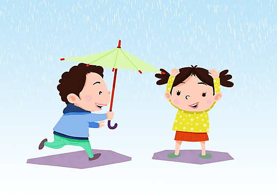 주간 PSD 여자 남자 어린이 일러스트 우산 날씨 사람 야외 두명 비 기다림 어린이만 국내일러스트 자연요소 모션 파일형식