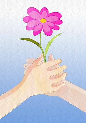 PSD 식물 손 꽃 한송이 일러스트 사람 신체부위 손잡기 국내일러스트 1 모션 송이 파일형식