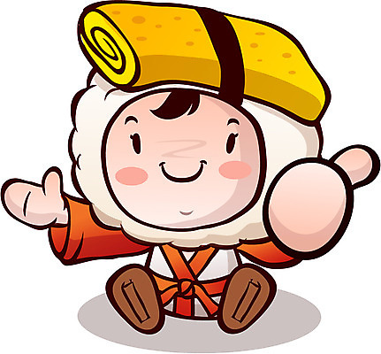 캐릭터 음식 일러스트 홍보캐릭터 손짓 사람없음 요식업 초밥 최고 알림 음식캐릭터 계란초밥 일본음식 일러캐릭터 AI파일 산업 모션 파일형식 벡터