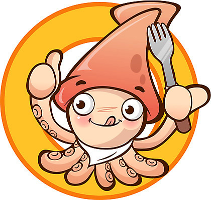캐릭터 음식 포크 일러스트 홍보캐릭터 연체동물 손짓 사람없음 요식업 최고 알림 해산물 오징어 특산물 음식캐릭터 일러캐릭터 AI파일 식기 산업 모션 무척추동물 수중동물 파일형식 벡터