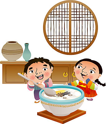 한국문화 한국전통 여자 남자 어린이 음식 일러스트 창문 전통캐릭터 새해 수저 실내 사람 두명 꽃병 전통의상 한복 떡국 어린이만 일러캐릭터 AI파일 캐릭터 동양문화 전통 식기 꽃 한식 한국 내부 전통음식 파일형식 벡터