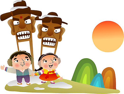 한국문화 한국전통 계절 여자 남자 어린이 겨울 일러스트 전통캐릭터 새해 산 사람 풍경 두명 태양 눈 전통의상 한복 귀마개 정승 어린이만 일러캐릭터 AI파일 자연요소 캐릭터 동양문화 전통 잡화 날씨 한국 파일형식 벡터