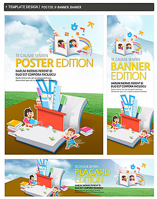 PSD 구름 템플릿 배너 배너템플릿 여자 어린이교육 남자 가로배너 ZIP 포스터 세로배너 어린이 백그라운드 무지개 하늘 자 사람 여러명 한글 책 세트 연필 현수막 어린이만 자연요소 문자 교육 다수 문구용품 학용품 가로 세로 필기구 파일형식