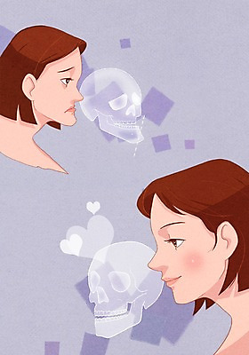 PSD 여자 얼굴 일러스트 성공 사람 성인 두명 신체부위 뷰티 비교 변화 성형수술 만족 양악 양악수술 여자만 성인여자만 성인만 국내일러스트 감정 컨셉 수술 파일형식