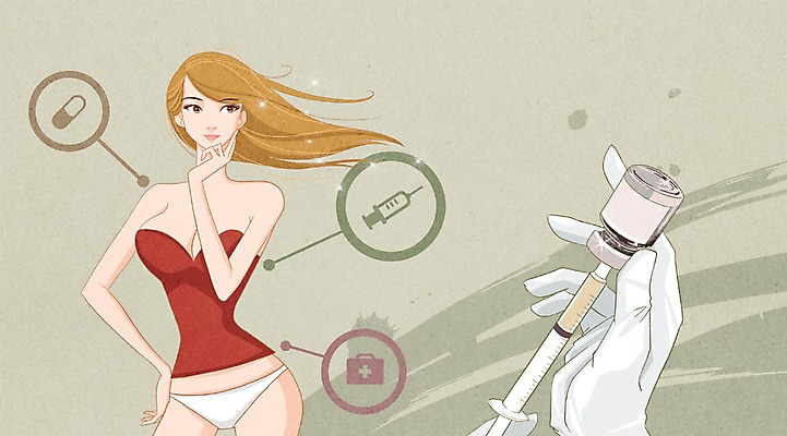 PSD 여자 일러스트 성공 주사기 한명 사람 성인 뷰티 약 비교 변화 성형수술 속옷 만족 수술장갑 여자만 여자한명만 성인여자만 성인만 국내일러스트 1 옷 감정 장갑 컨셉 의학 의료기기 수술 파일형식