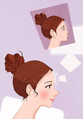 PSD 여자 얼굴 일러스트 성공 사람 성인 두명 신체부위 뷰티 비교 변화 성형수술 만족 이마 여자만 성인여자만 성인만 국내일러스트 감정 컨셉 수술 파일형식