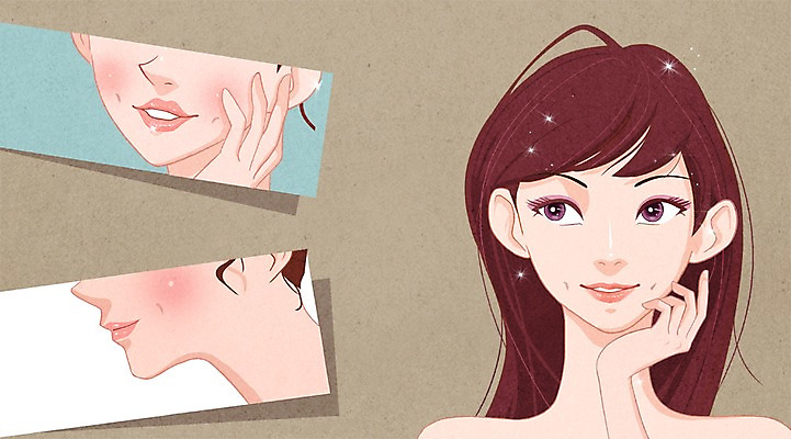 PSD 여자 얼굴 일러스트 성공 한명 사람 성인 뷰티 비교 변화 성형수술 만족 보조개 여자만 여자한명만 성인여자만 성인만 국내일러스트 1 감정 컨셉 신체부위 수술 파일형식