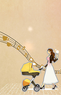 PSD 라이프스타일 여자 여유 커피 음료 백그라운드 일러스트 거리 한명 사람 성인 유모차 여자만 여자한명만 성인여자만 성인만 국내일러스트 1 감정 생활 아기용품 파일형식