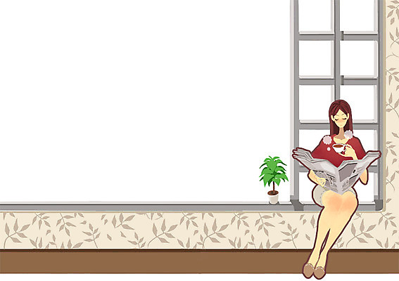 전신 PSD 라이프스타일 여자 화분 여유 커피 음료 백그라운드 일러스트 휴식 실내 한명 사람 앉기 성인 신문 창가 여자만 여자한명만 성인여자만 성인만 국내일러스트 1 감정 컨셉 창문 모션 내부 생활 간행물 뉴스 파일형식