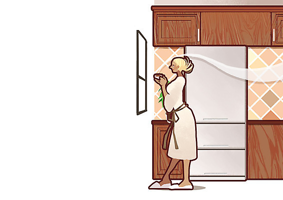 전신 PSD 라이프스타일 여자 여유 커피 백그라운드 일러스트 창문 휴식 실내 한명 서기 사람 성인 주방 가운 목욕가운 여자만 여자한명만 성인여자만 성인만 국내일러스트 1 옷 감정 음료 컨셉 모션 내부 생활 파일형식