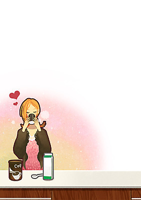 PSD 라이프스타일 여자 여유 커피 음료 백그라운드 일러스트 휴식 한명 사람 상반신 성인 숟가락 우유 마시기 조리대 여자만 여자한명만 성인여자만 성인만 국내일러스트 1 감정 컨셉 모션 유제품 수저 생활 파일형식