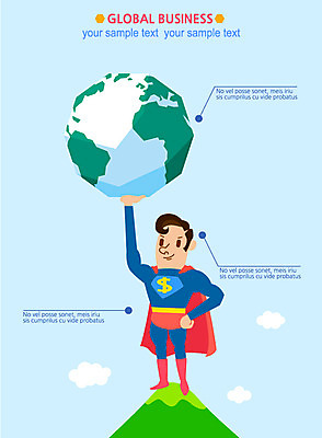 남자 지구 컬러 일러스트 비즈니스 통계 산 한명 사람 경제 컬러풀 글로벌 달러 자료 인포그래픽 화폐기호 슈퍼맨 남자만 남자한명만 국내일러스트 AI파일 1 기호 돈 화폐 영웅 파일형식 벡터