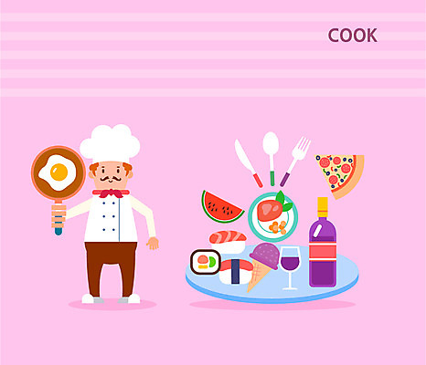 남자 분홍색 컬러 일러스트 주방용품 아이스크림 수박 피자 스테이크 요리 한명 사람 컬러풀 와인 요리사 초밥 프라이팬 플랫 샴페인 계란프라이 김밥 남자만 남자한명만 국내일러스트 AI파일 직업 1 음식 생활용품 과일 디저트 주류 패스트푸드 서양음식 계란요리 일본음식 파일형식 벡터