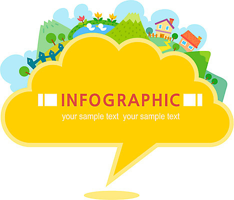 영어 컬러 말풍선 일러스트 산 프레임 잔디 사람없음 건물 울타리 컬러풀 노란색 마을 자료 인포그래픽 연못 국내일러스트 AI파일 식물 문자 건축물 담장 파일형식 벡터