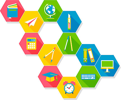 도형 교육 컬러 일러스트 학사모 사람없음 책 컴퓨터 컬러풀 펜 지구본 계산기 자명종 키보드 플랫 종이비행기 파일 교육용품 육각형 컴파스 커터칼 국내일러스트 AI파일 모자_잡화 시계 졸업 문구용품 전자제품 필기구 사무용품 장비 알람 오브젝트 종이접기 파일형식 벡터
