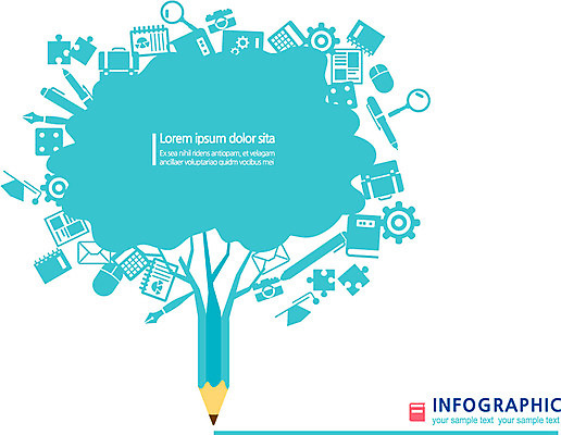 나무 식물 교육 컬러 하늘색 일러스트 학사모 통계 돋보기 사람없음 연필 펜 카메라 공책 자료 인포그래픽 계산기 마우스 퍼즐 톱니바퀴 국내일러스트 AI파일 모자_잡화 졸업 문구용품 학용품 파란색 전자제품 필기구 컴퓨터용품 장비 파일형식 벡터